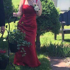 Red fitted long dress